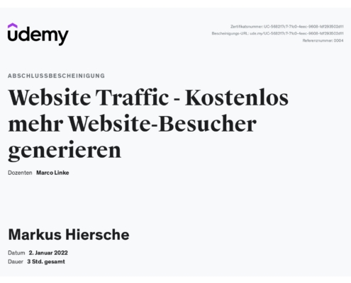 Website Traffic - Udemy-Zertifikat
