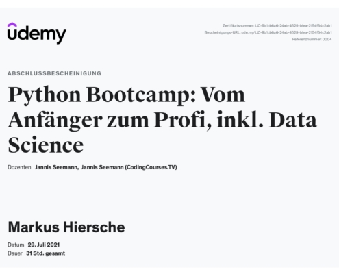 Python Bootcamp - Udemy-Zertifikat